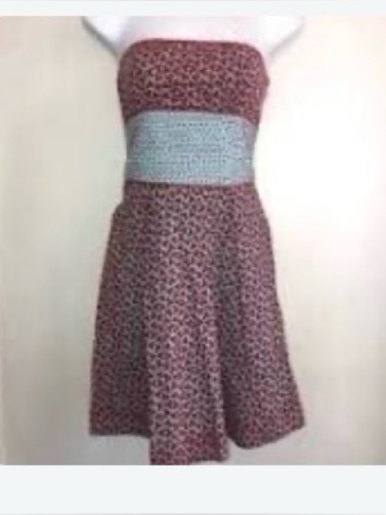 Free People Dresses & Skirts - Free People Red/Blue Ditsy Floral Leaf Sash Tube Strapless Dress, Size 4
